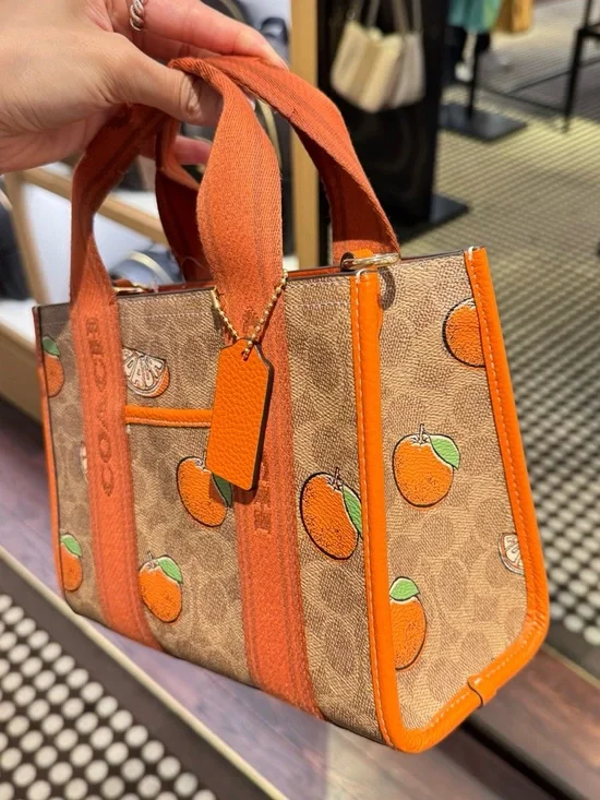 Coach Smith Tote Bag 24 In Signature Canvas With Orange Print NWT - Picture 3 of 6